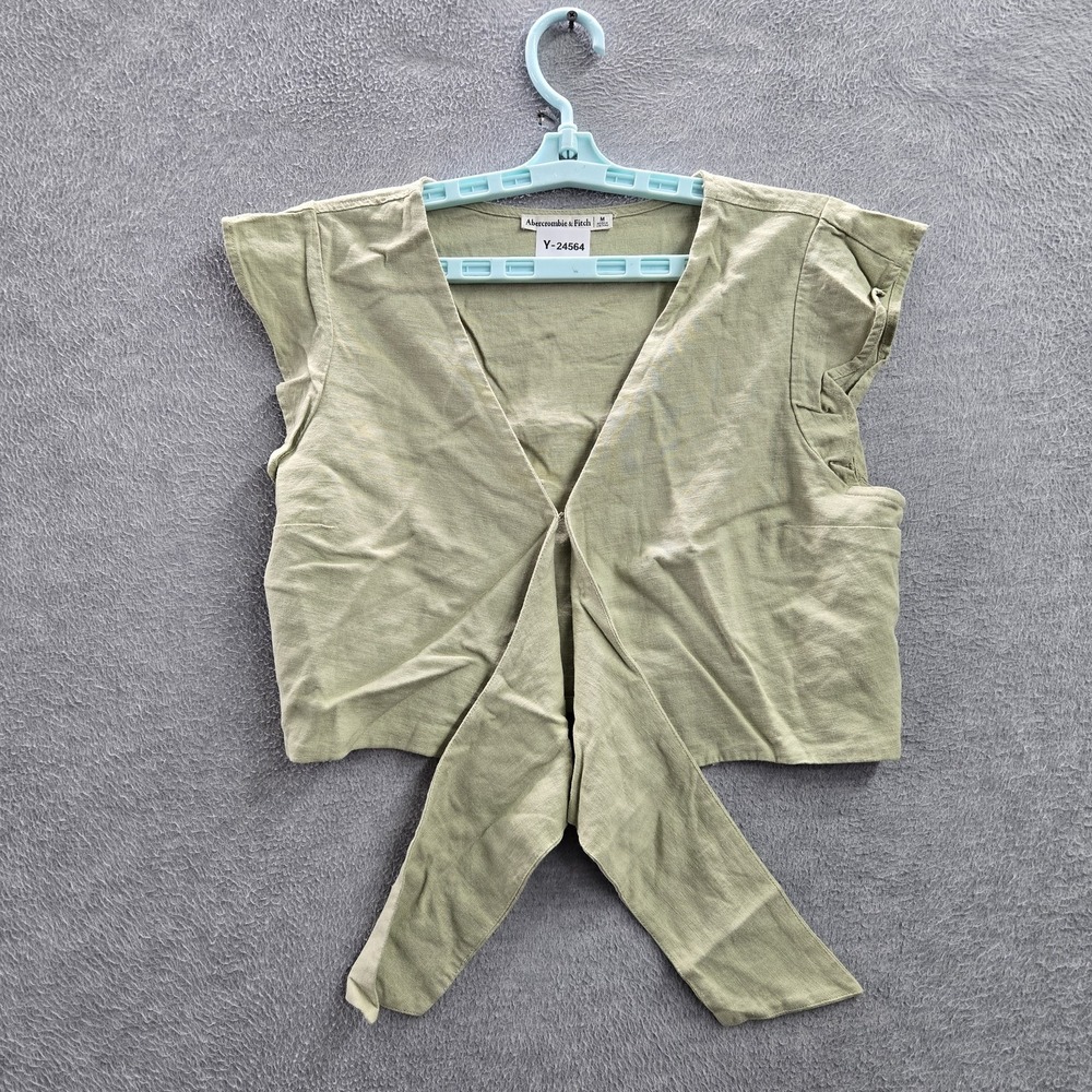 Abercrombie & Fitch Olive Green Wrap Crop Top